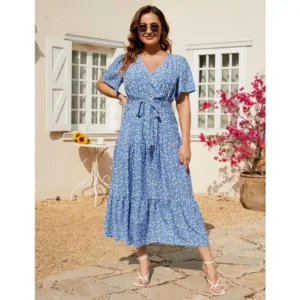 WhizMax Women Plus Size V Neck Wrap Maxi Dress from Target