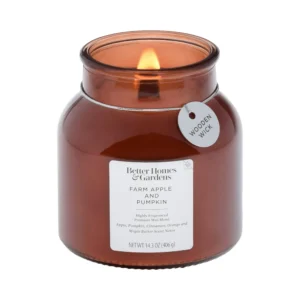 Better Homes Gardens 14oz Farm Apple Pumpkin Scented Wooden Wick Jar Candle
