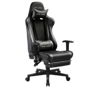 GTRACING Gaming Chair Office Chair PU Leather with Footrest & Adjustable Headrest for Adults and Kids, Black