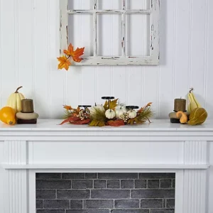 Kohl's Thanksgiving shopping guide - nearly natural Artificial Fall Pumpkin Maple Leaf Autumn Candelabrum Table Decor