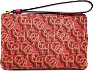 Coach Women's Small Corner Zip Wristlet with Coach Monogram Print (Rouge)