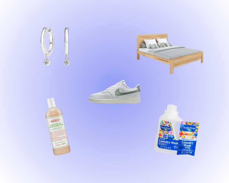 Collage of eco-friendly finds in Earth Day shopping guide