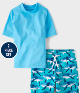 Boys Short Sleeve Print Rashguard Swimsuit