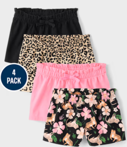 Toddler Girls Leopard Paperbag Waist Shorts 4-Pack