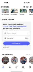 Step 1: Get Mavely Referral Program link