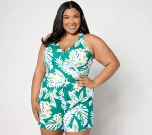 QVC — Denim & Co. Beach Swim Romper