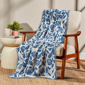 Walmart — Mainstays by Becky G Alejandra Tapestry Knit Throw (Blue Floral)