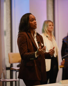 Ciara Strickland speaks at a Swipe Up creator education workshop